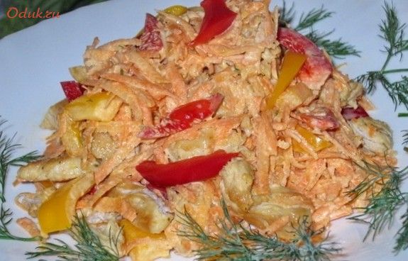 салат, курицей, овощами
