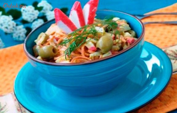 салат, морковью, оливками