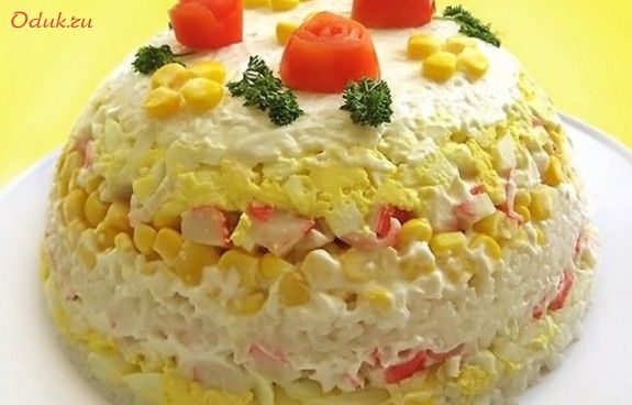 салат-торт, риса, кукурузой, жир