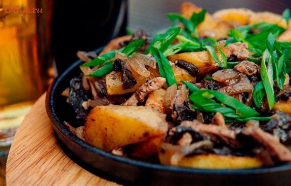 жаркое, свинины, шампиньонами, свинина, жир