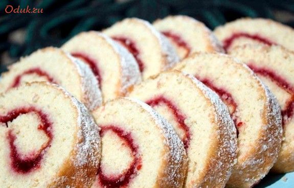 бисквитный, рулет, кокосовой, творог