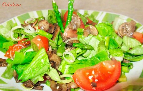 грибной, салат, спаржей