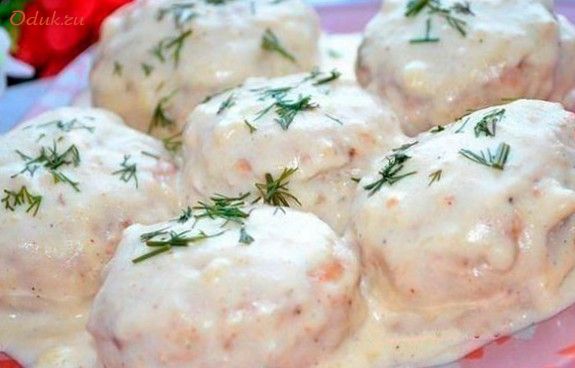 котлеты, соусе, сметаны