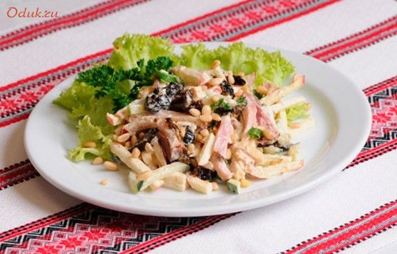 уникальный, салат, черносливом