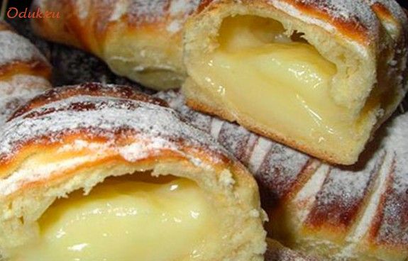 булочки, кремовой, начинкой