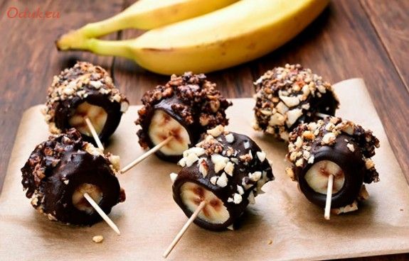 десерт, бананами, шоколаде десерт, бананами, шоколаде