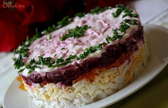 слоеный, овощной, салат