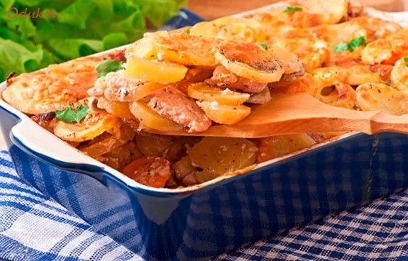 запеченное, мясо, сыром, свинина