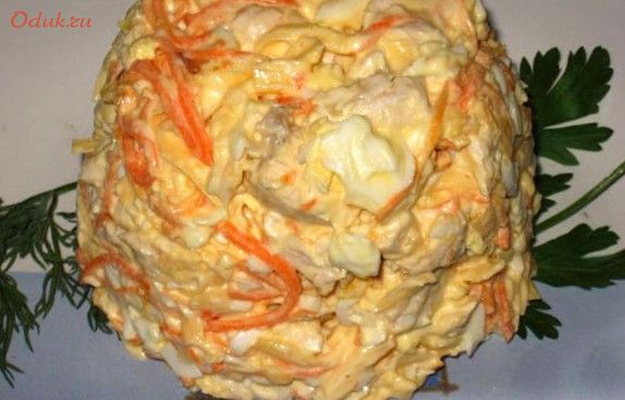 салат, bonito, куриным