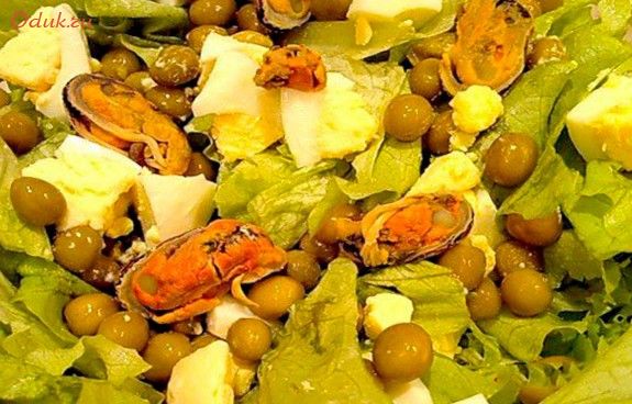 салат, куриный, мидиями салат, куриный, мидиями