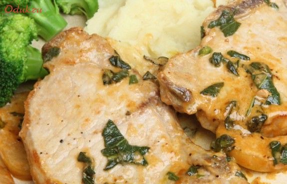 свиная, отбивная, сливками, жир