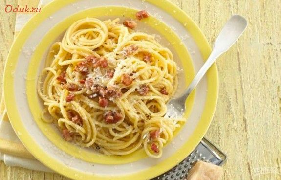 спагетти, карбонара, бекон спагетти, карбонара, бекон