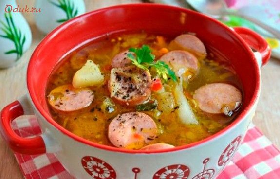 картофелем, сосисками, жир картофелем, сосисками, жир