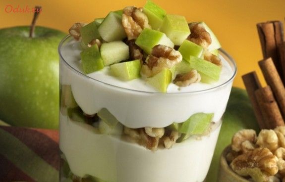 яблочный, парфе, мюсли