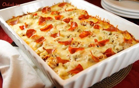 пицца, колбасой, спагетти