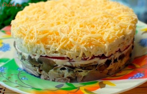 салат, тоска, шампиньонами