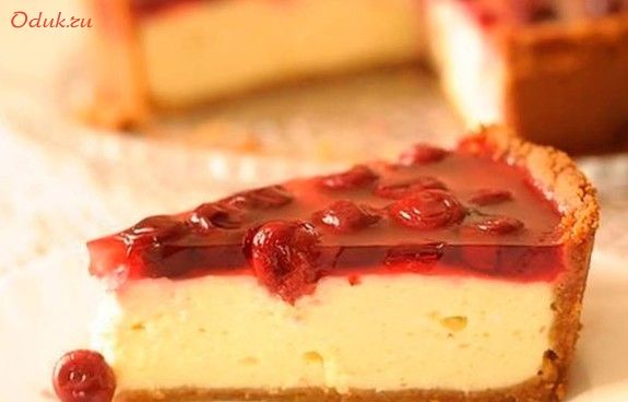 вишневый, чизкейк, домашним, творог, вишня