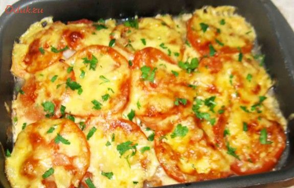 запеченная, рыба, картошкой запеченная, рыба, картошкой