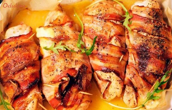 запеченное, беконе, куриное, бекон