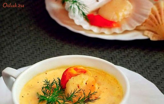 морскими, гребешками, морские гребешки, кофе