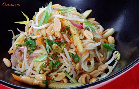 вегетарианский, салат, лапша