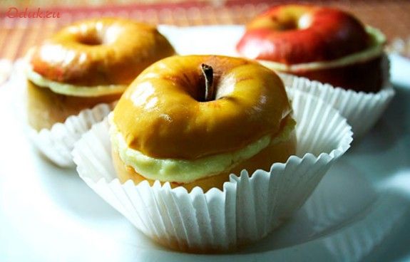 запеченные, яблоки, творожным, творог