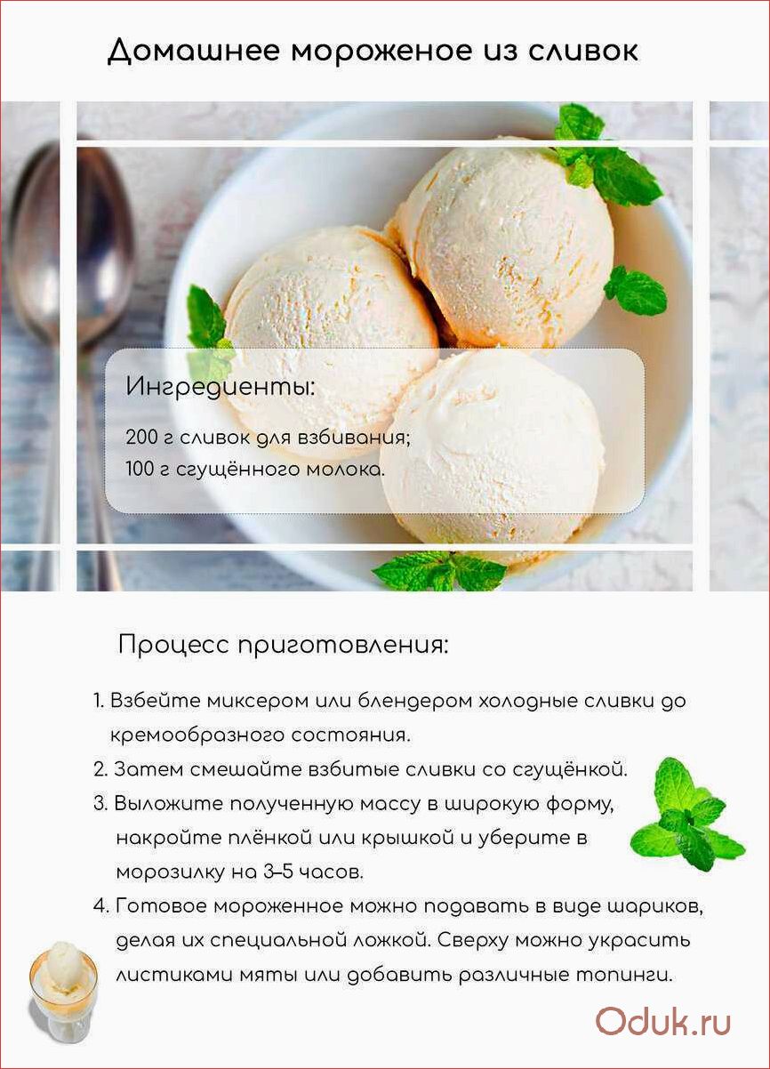 Домашнее мороженое с нежным вкусом и без использования сливок