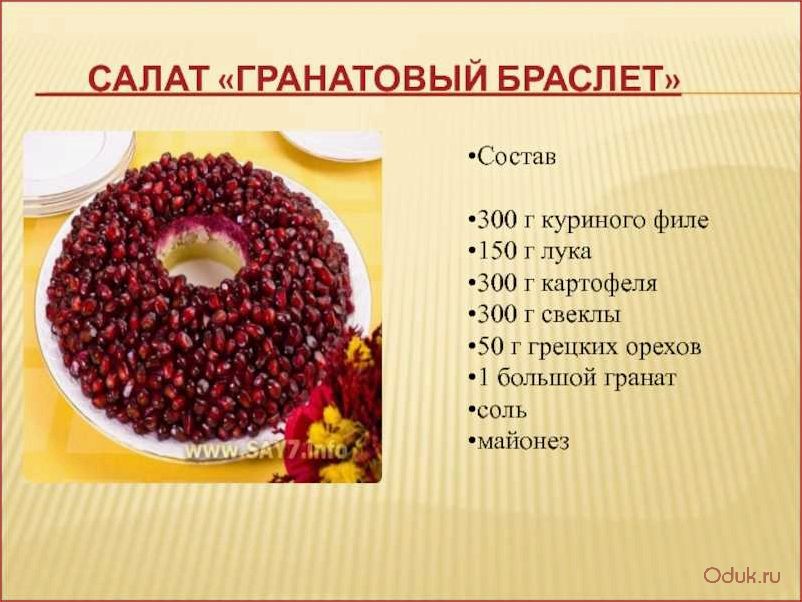 Пошаговый рецепт приготовления салата «Гранатовый браслет» с курицей для вкусного и полезного ужина