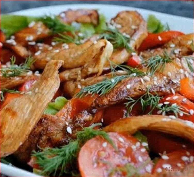 (теплый, салат, курицей, сладким, перцем) Теплый салат с курицей и сладким перцем — идеальное сочетание вкусов и полезных свойств для здорового питания