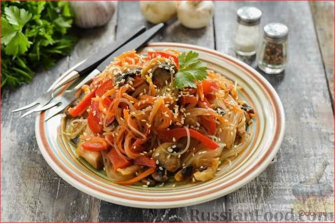 (приготовьте, вкуснейшую, фунчозу, грибами, овощами) Приготовьте вкуснейшую Фунчозу с грибами и овощами по-корейски и порадуйте себя и своих близких