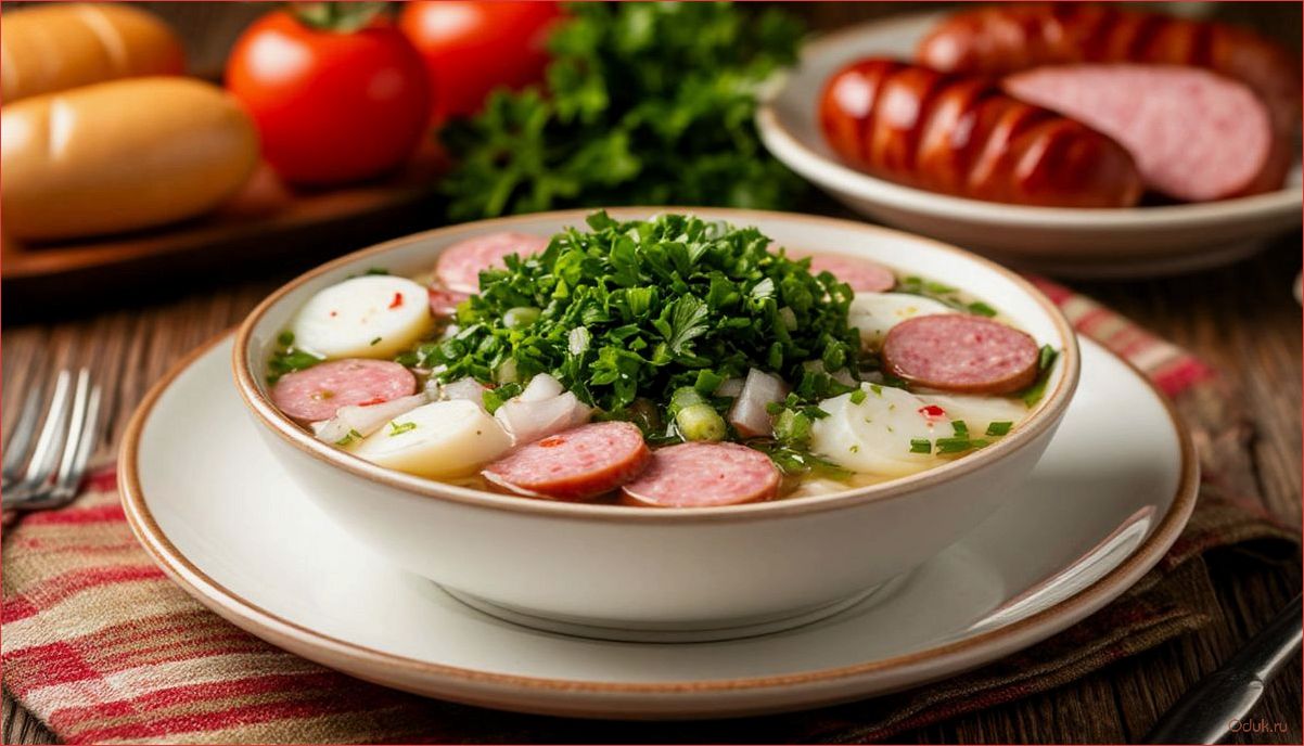 (рецепт, классической, окрошки, квасе, колбасой) Рецепт классической окрошки на квасе с колбасой для жаркого лета
