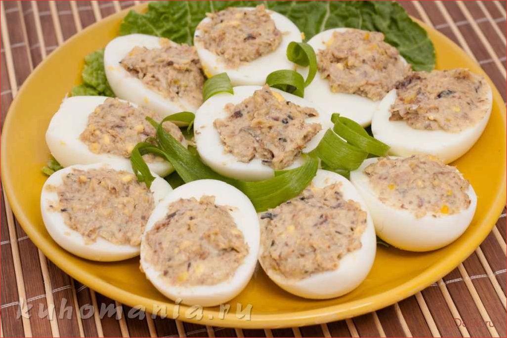 Удивительно вкусные и питательные яйца, фаршированные изысканными рыбными консервами 