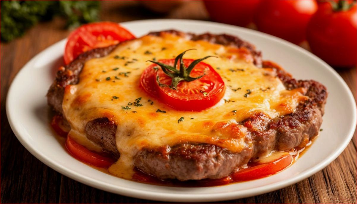 (вкусное, мясо, по-французски, сыром, помидорами) Вкусное мясо по-французски с сыром и помидорами в духовке на праздничный стол