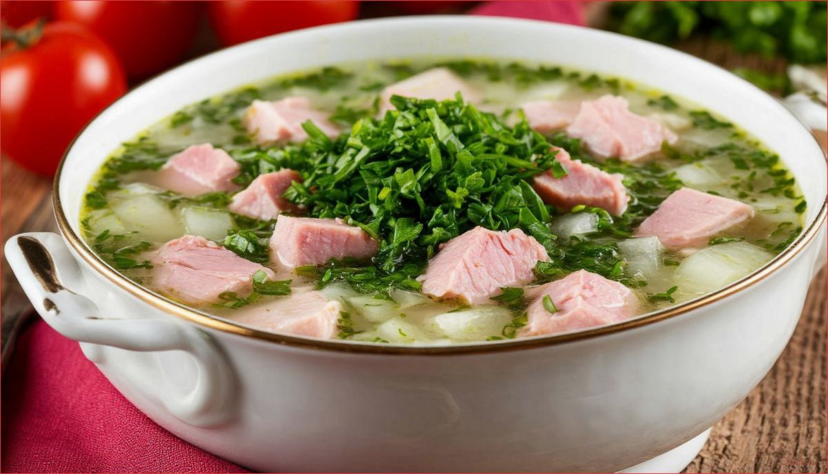 Рецепт классической сибирской окрошки с ветчиной для домашнего обеда