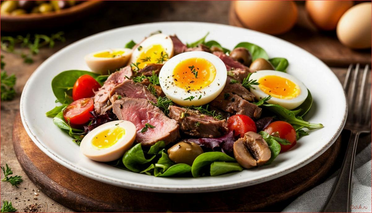 (классический, салат, нисуаз, тунцом, анчоусами) Классический салат Нисуаз с тунцом анчоусами и перепелиными яйцами для настоящих гурманов