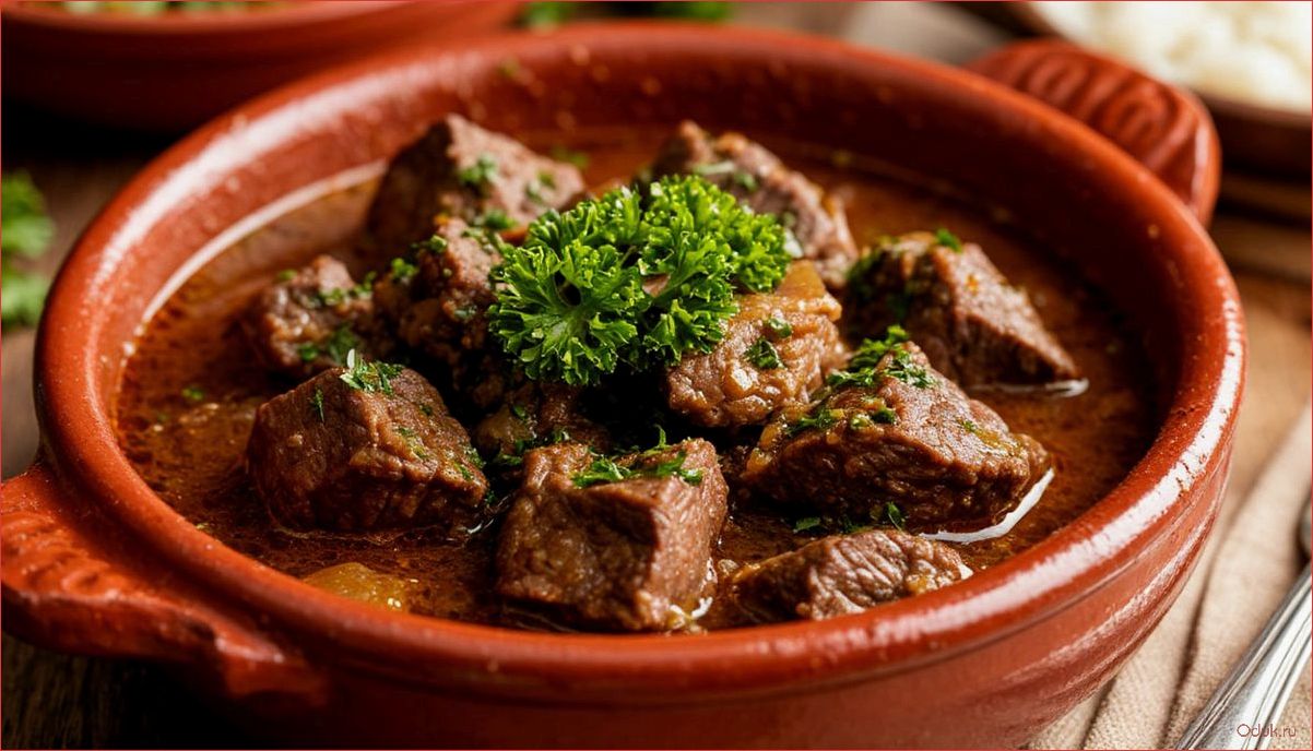 Рецепт традиционного грузинского блюда чашушули из говядины с пряными специями