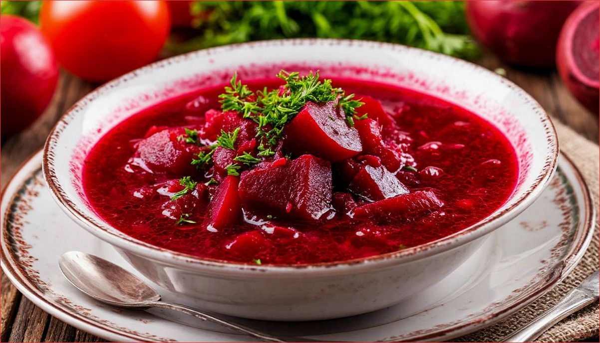 Классический рецепт борща со свеклой и курицей на основе томатного сока