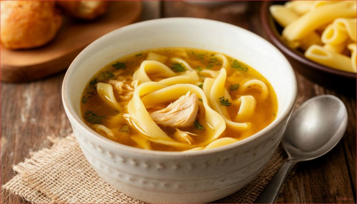 Классический куриный суп с домашней лапшой по традиционному рецепту